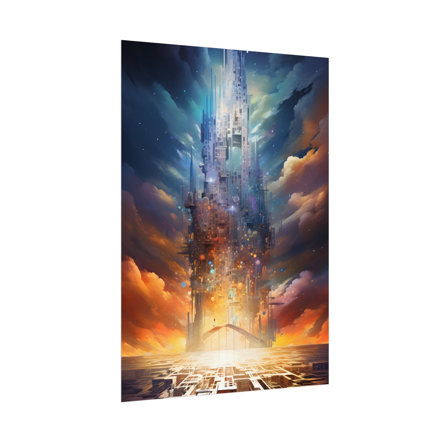 Vibrant Cyber Dreamscape: Abstract Digital Artwork - Poster