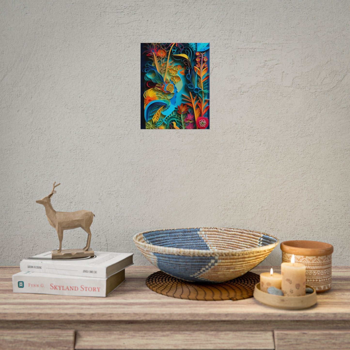 Indian Quilled Landscape: Colorful Paper Art - Poster