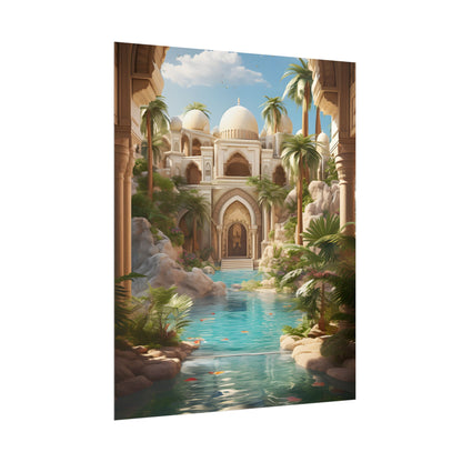 Serene Desert Oasis: Arabian Nights-Inspired Artwork - Poster