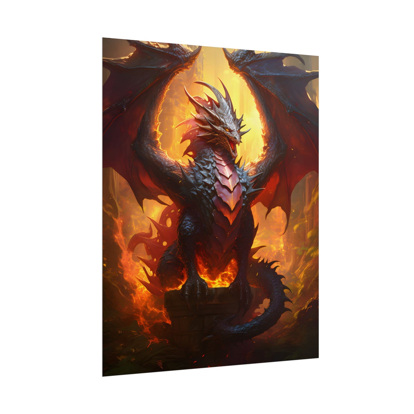 Fantasy Dragon's Treasure Hoard: Ancient Artwork - Poster