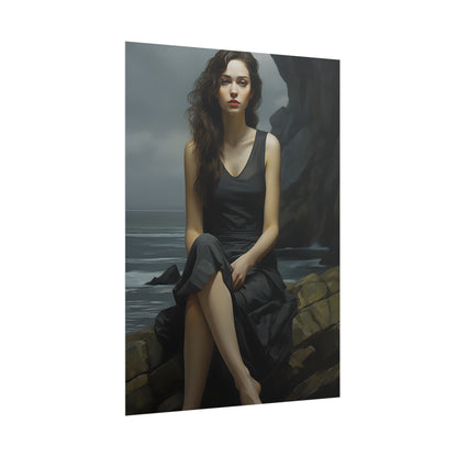 Serene Face with Glasses: Neutral Expression Art - Poster