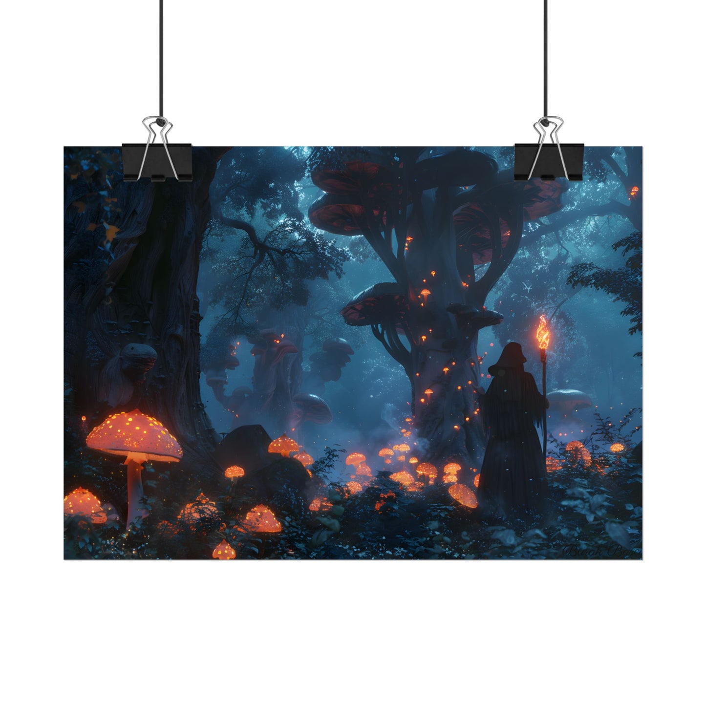 Mystical Forest Encounter: Vibrant Witch Artwork - Poster