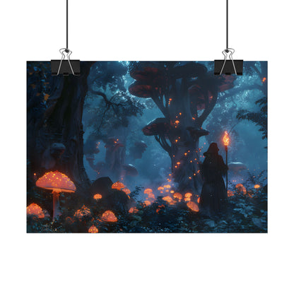Mystical Forest Encounter: Vibrant Witch Artwork - Poster