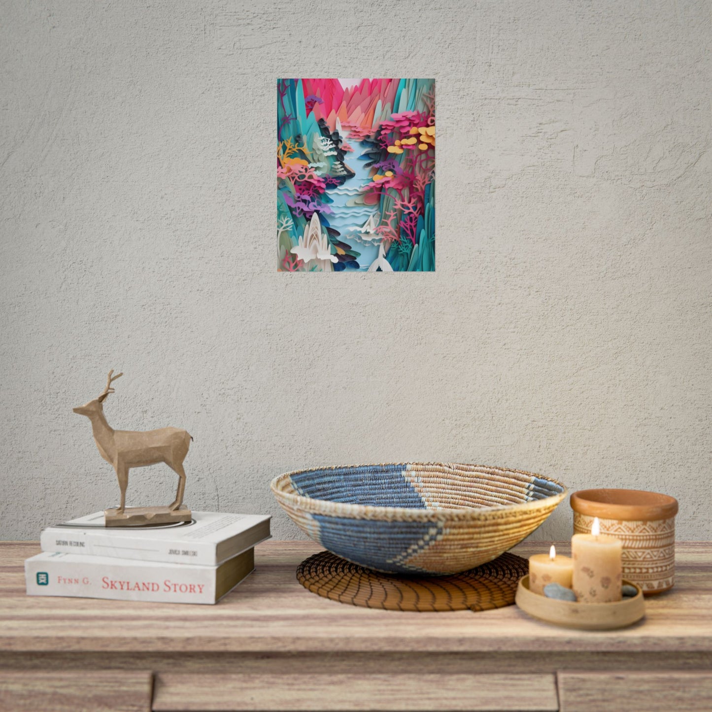 Japanese Paper Quilling Craft: Vibrant Landscape Art - Poster