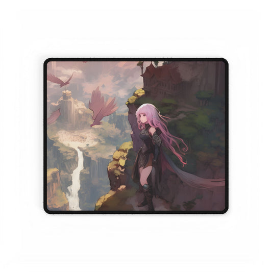 Dramatic Anime Bird: Colorful Birds Eye View - Desk Mat
