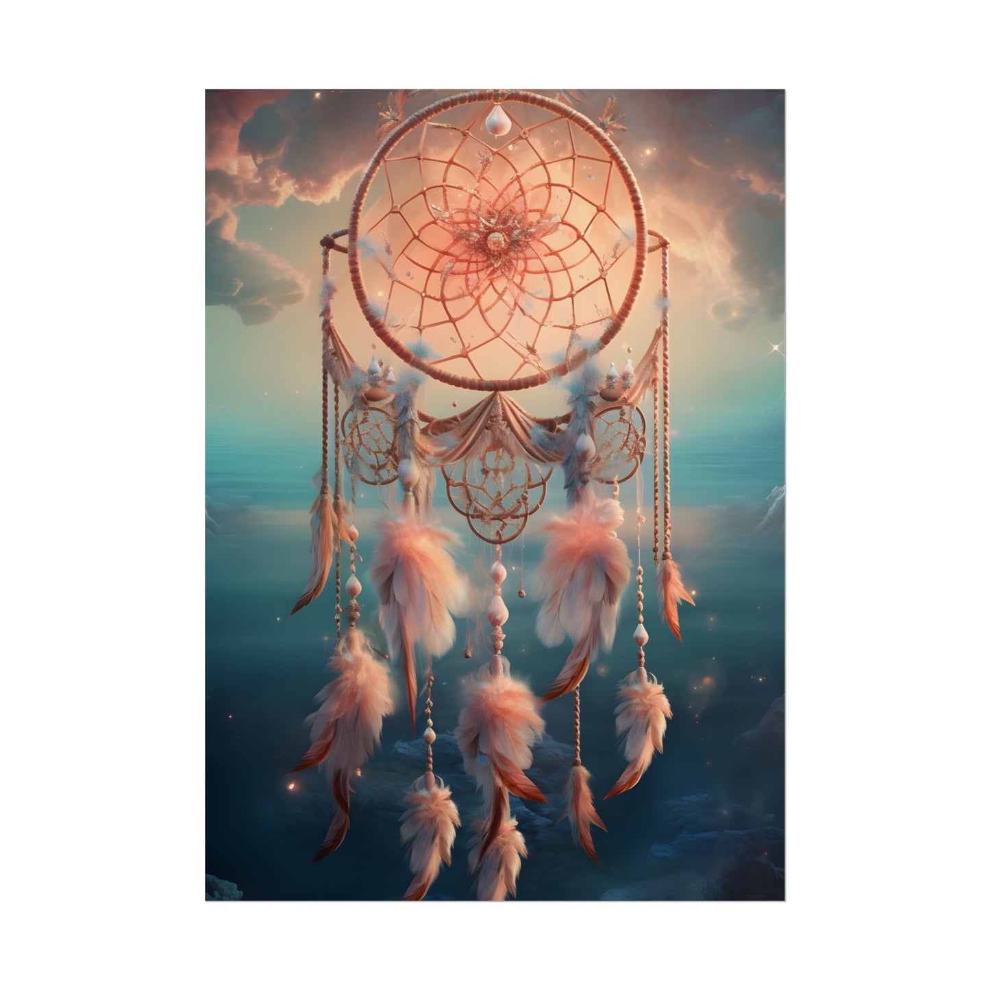 Ethereal Dreamcatcher Realm: Surreal Dreamscape Digital Art - Poster