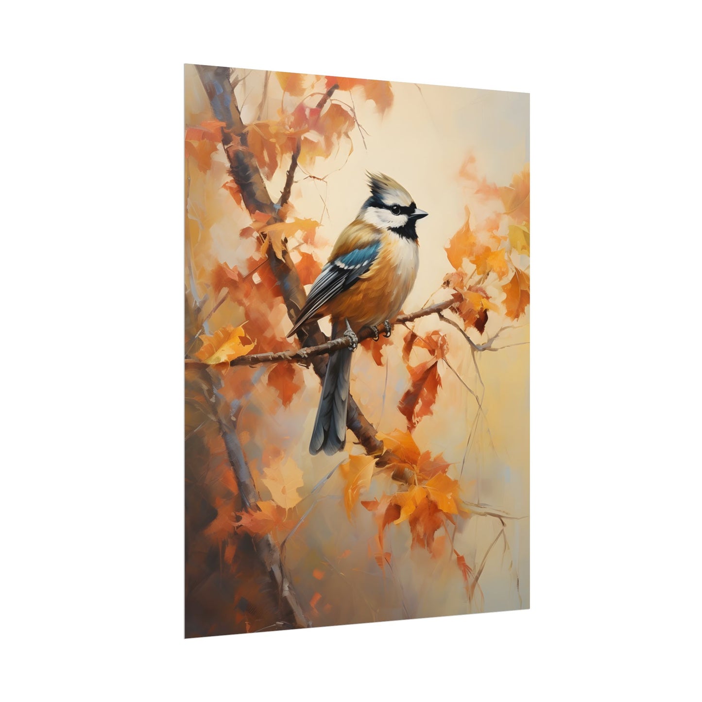 Vibrant Oak Branch: Colorful Leaves Oil Painting - Poster