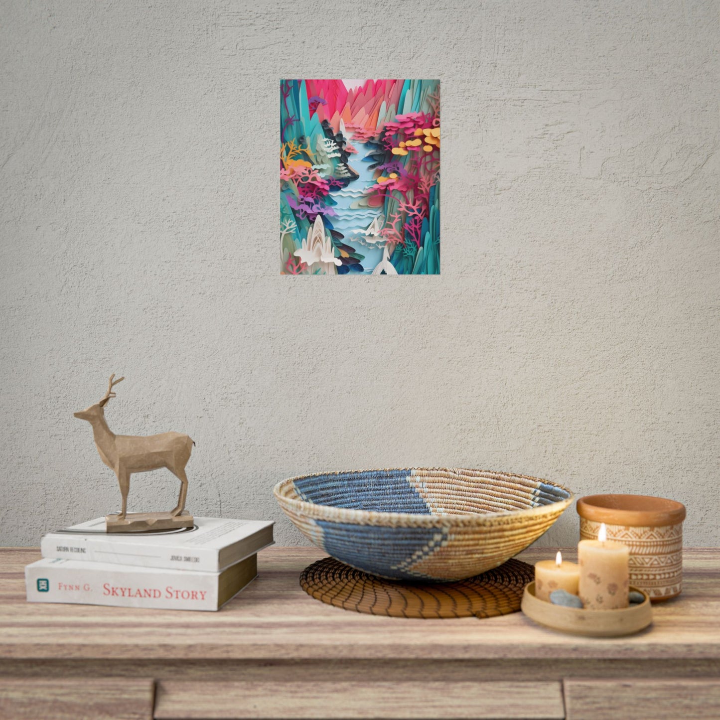 Japanese Paper Quilling Craft: Vibrant Landscape Art - Poster