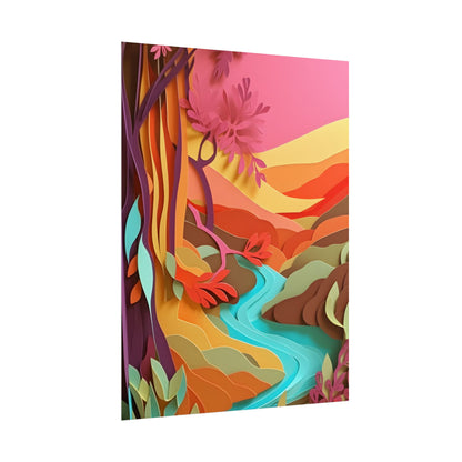 Vibrant Paper Quilled Canyon: Eye-Catching Landscape Art - Poster