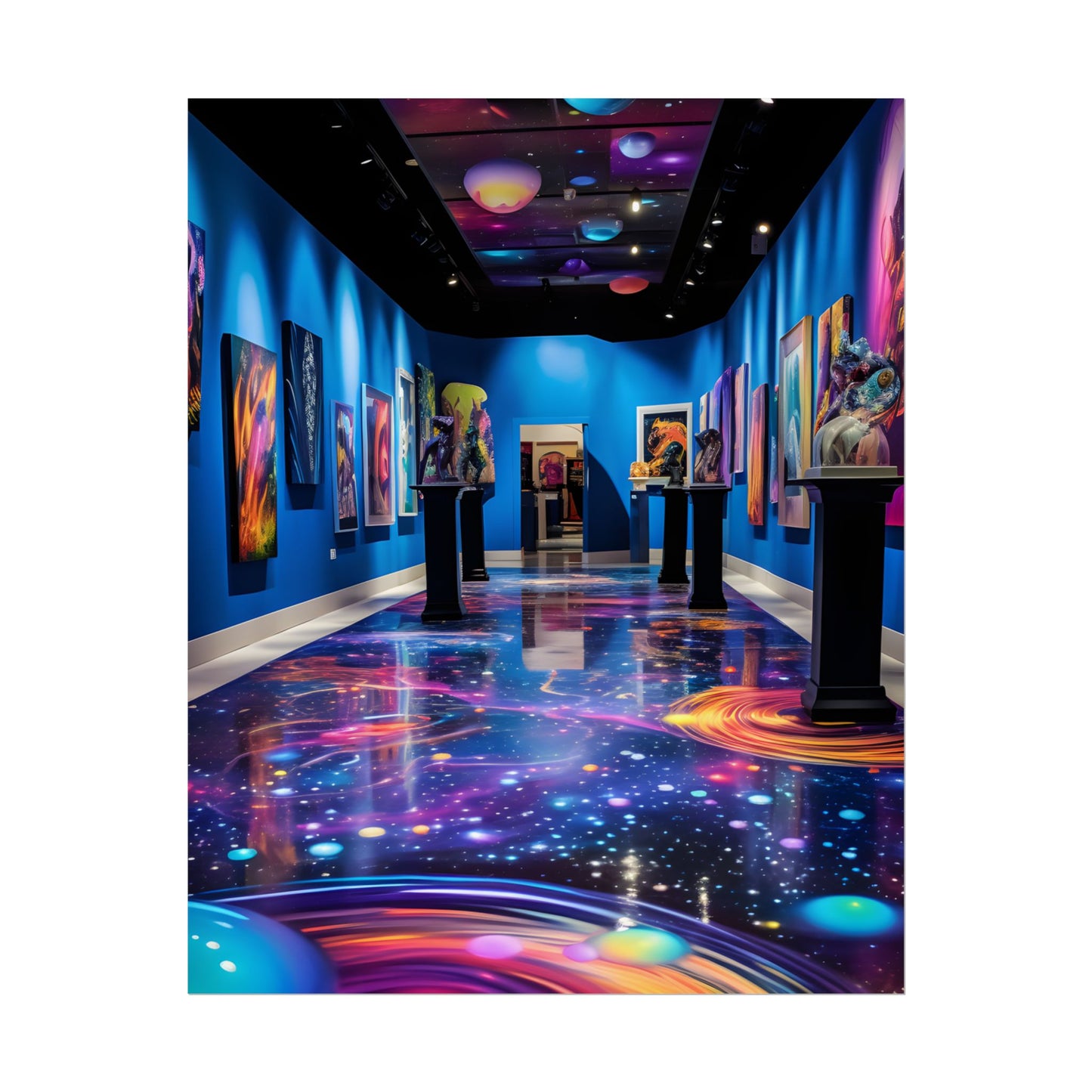 Celestial Art Gallery: Wide-Angle View with Soft Lighting - Poster