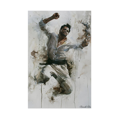 Watercolor Artwork: Man Dancing in Dynamic Movement - Poster