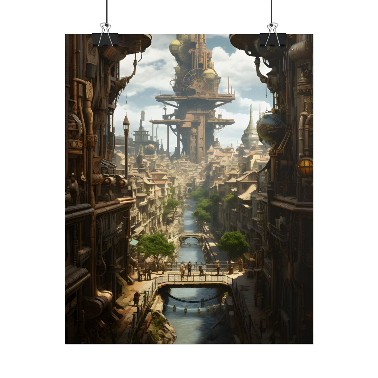 Steampunk Paris 1875: Vintage Cityscape Artwork - Poster