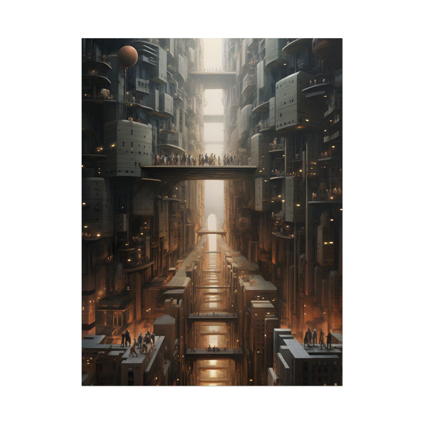 Futuristic City of Perfection: Modern Skyscrapers under Neon Lights - Poster