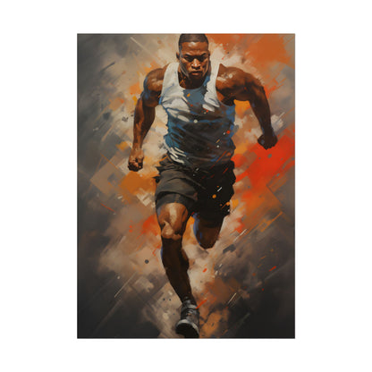 Passionate Athlete in Motion: Dynamic Portrait Artwork - Poster