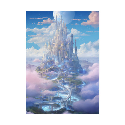 Floating City in Celestial Realm: Serene Fantasy Artwork - Poster