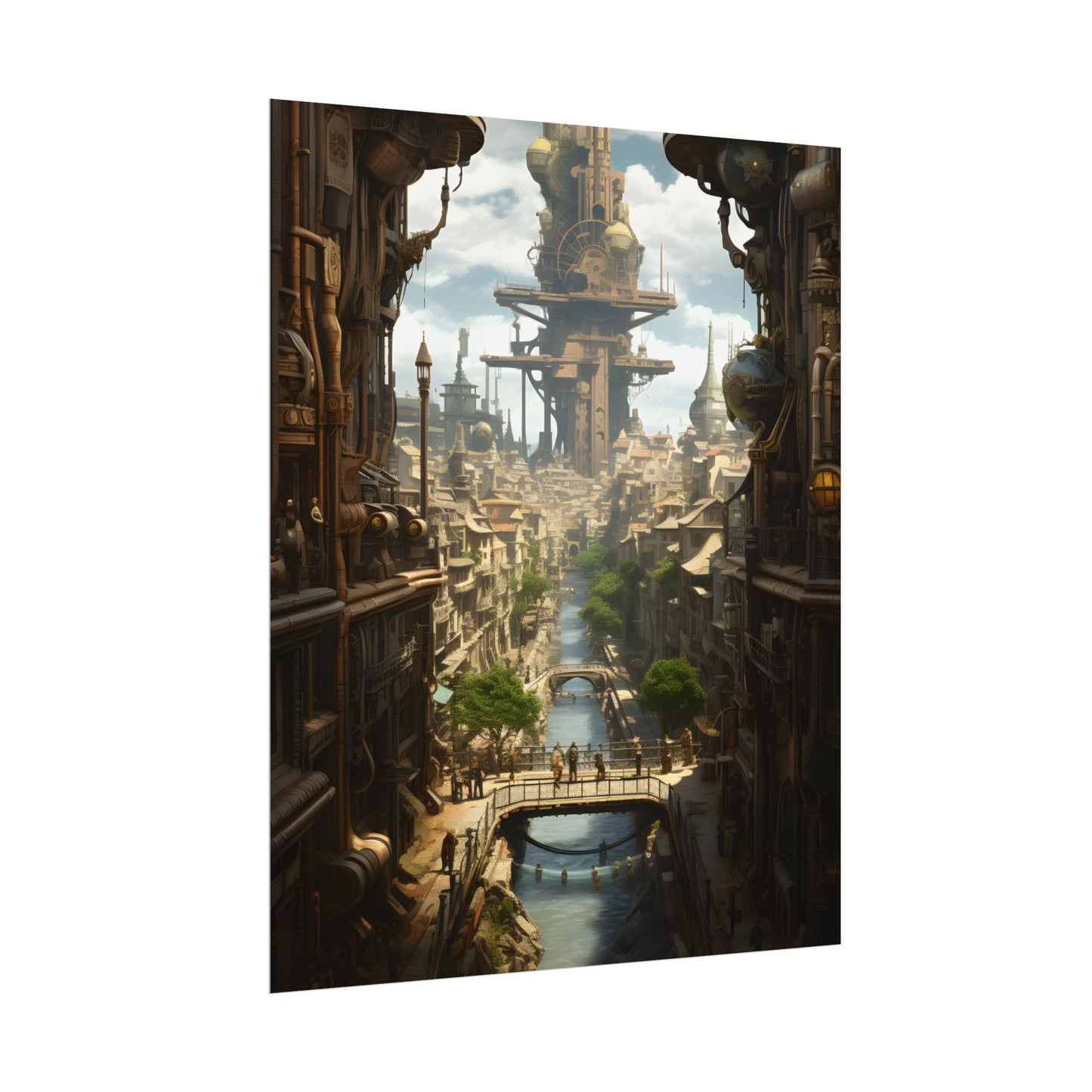 Steampunk Paris 1875: Vintage Cityscape Artwork - Poster