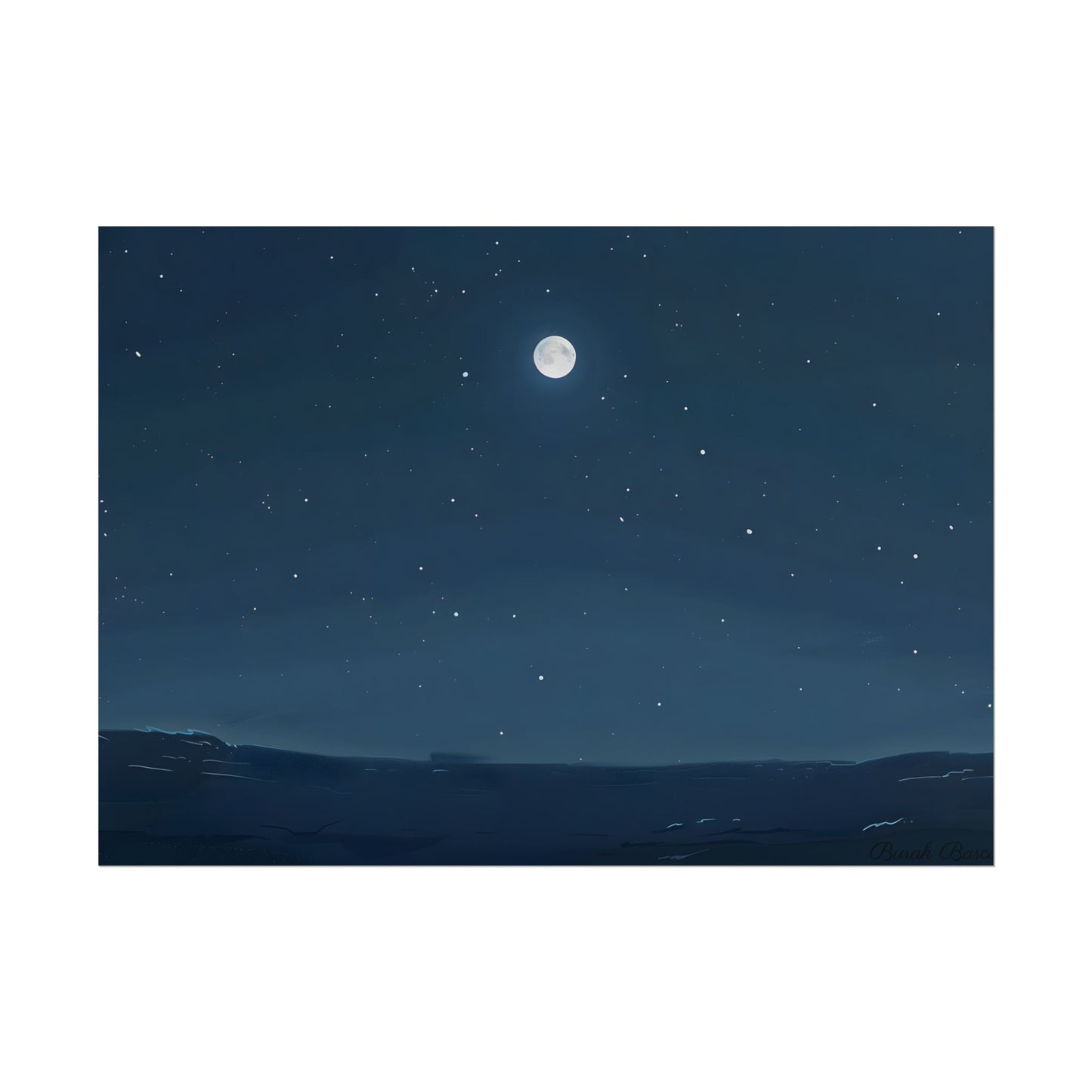 Starry Night Sky: Minimalist Beauty in Blue - Poster