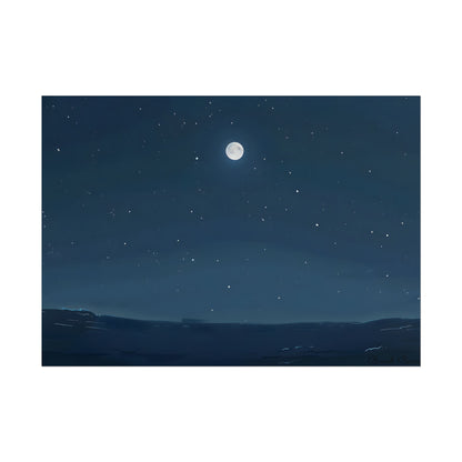 Starry Night Sky: Minimalist Beauty in Blue - Poster