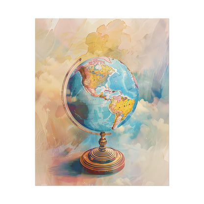 Vintage Globe Adventure: 80 Iconic Landmarks on a Classic Map - Poster