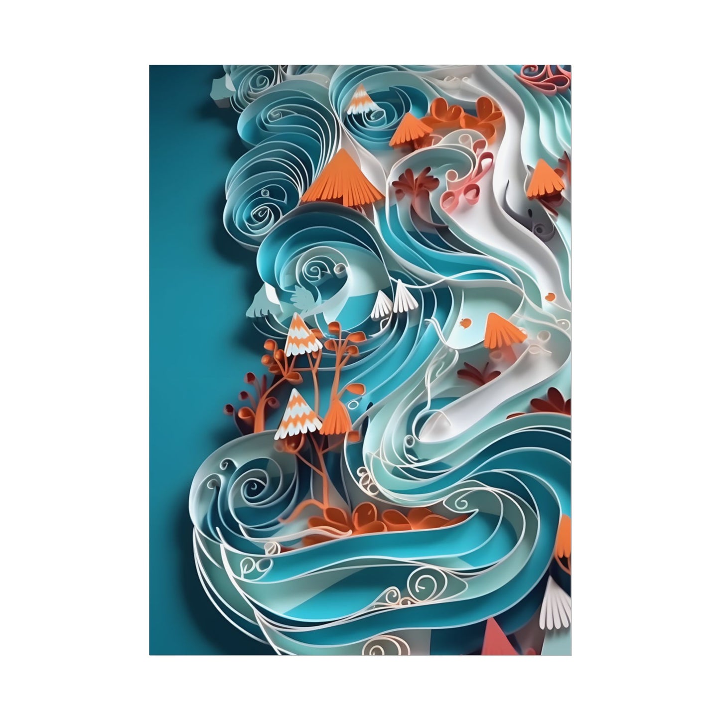 Paper Quilled Canyon Landscape: Natural Desert Artwork - Poster