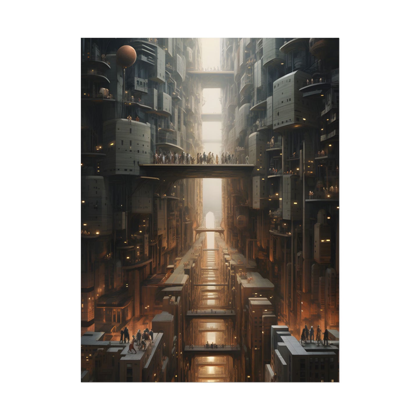 Futuristic City of Perfection: Modern Skyscrapers under Neon Lights - Poster