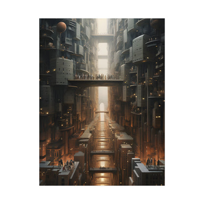 Futuristic City of Perfection: Modern Skyscrapers under Neon Lights - Poster