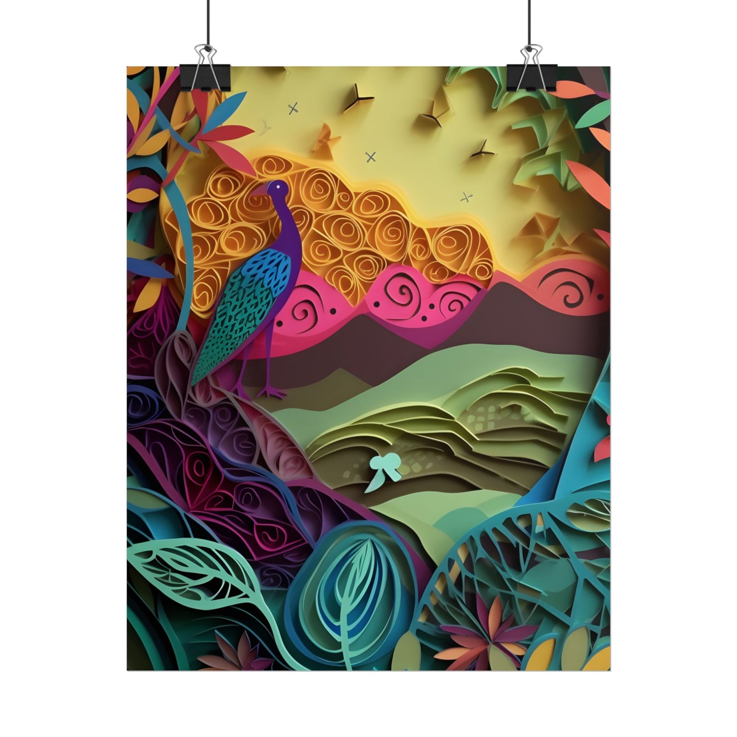 Vibrant Indian Quilling Art: Traditional Landscape Decoration - Poster