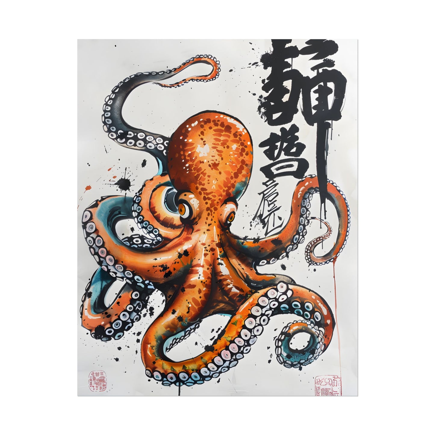 Japanese Ukiyo-e Octopus: Traditional Artwork Print - Poster