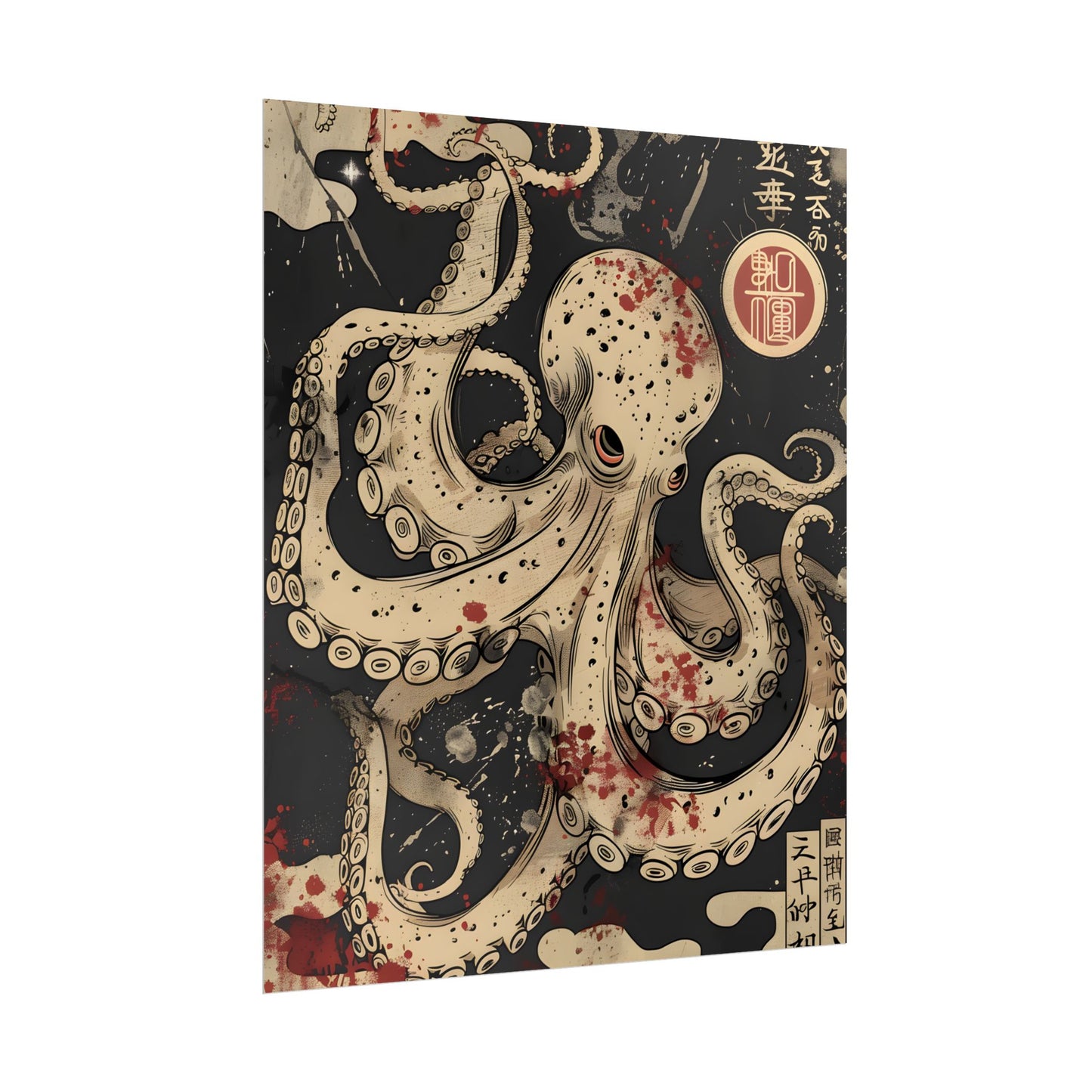 Stylized Japanese Octopus: Minimal Artwork - Poster