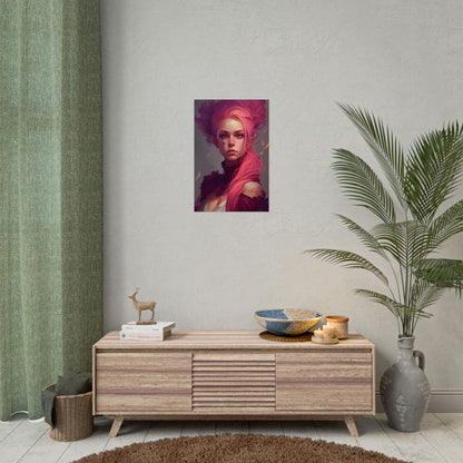 Enigmatic Portrait: Pink Hair in Darkness - Poster
