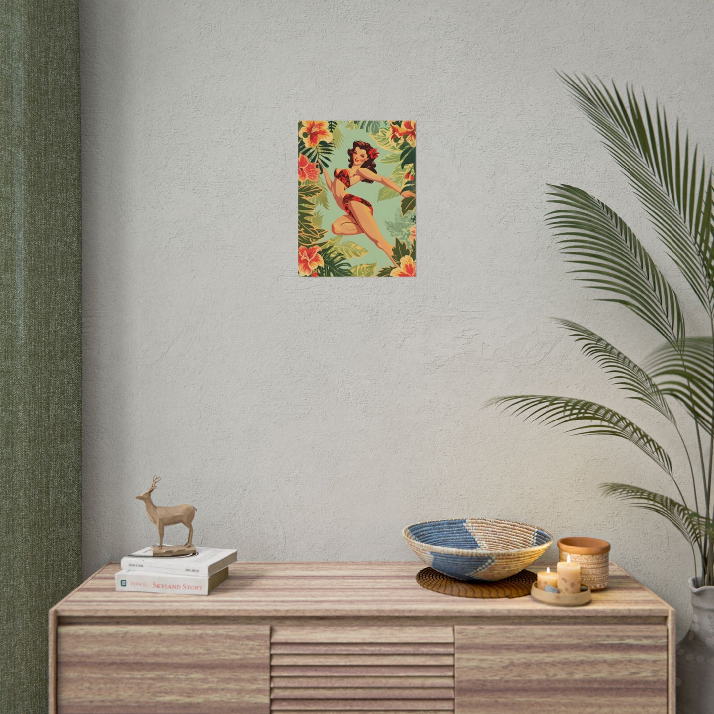 Vintage Retro Pin-Up Girl: Mid-Century Art Illustration - Poster