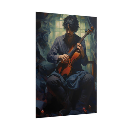 Mysterious Musician: Intimate Guitar Portrait - Poster