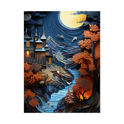 Eye-Catching European Landscape: Realistic Paper Quilling Artwork - Poster