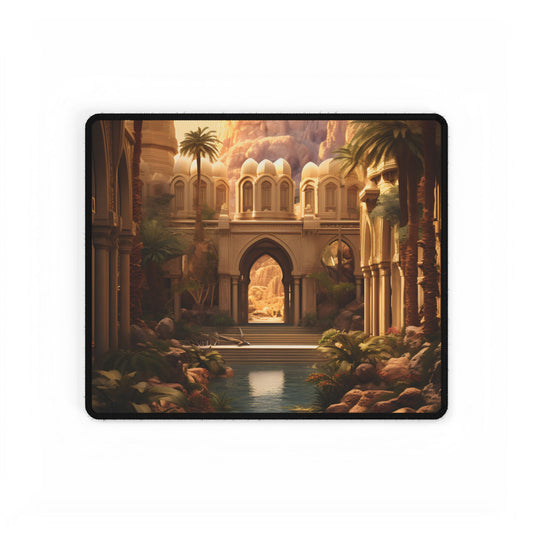 Desert Oasis Under Starry Night: Arabian Nights-Inspired Art - Desk Mat