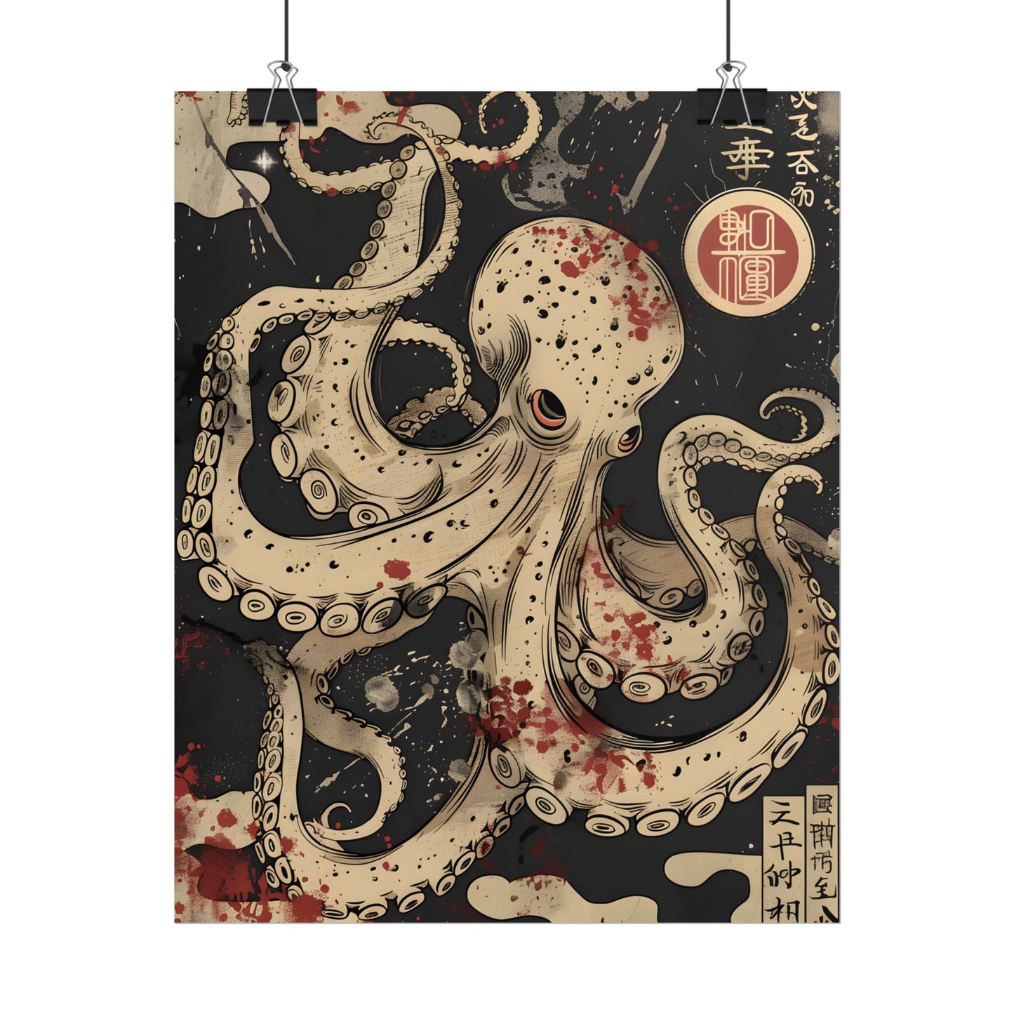 Stylized Japanese Octopus: Minimal Artwork - Poster