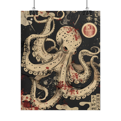 Stylized Japanese Octopus: Minimal Artwork - Poster