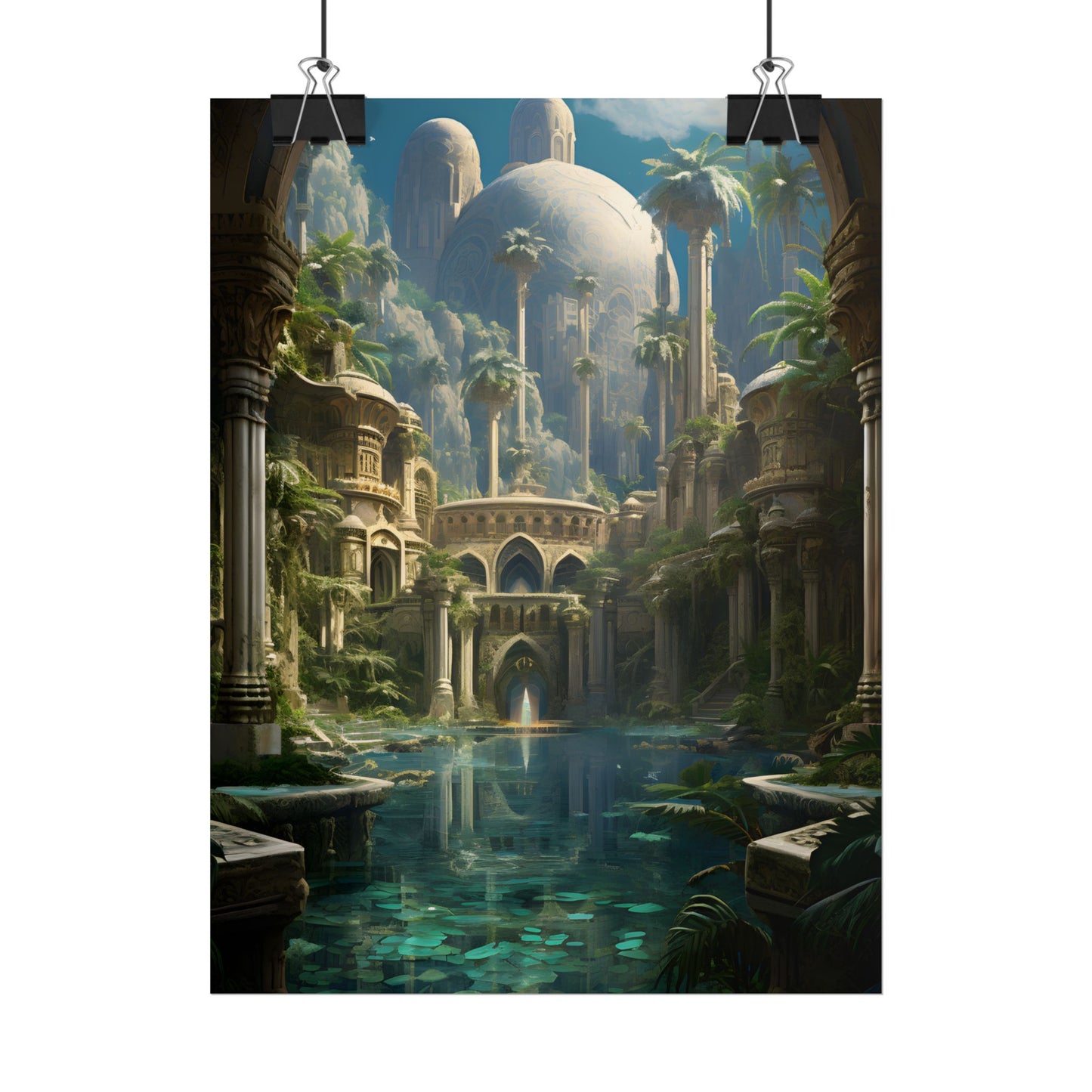 Majestic Desert Oasis: Arabian Nights-Inspired Bird's Eye View - Poster