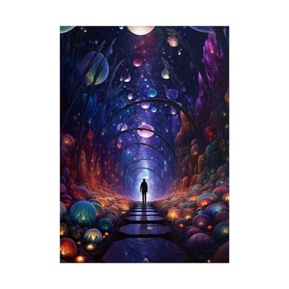 Celestial Art Gallery: Indoor Space with Starry Canvas - Poster