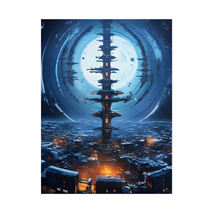 Aetherial Space Station: Low Earth Orbit Digital Art - Poster