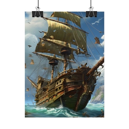 Swashbuckling Time-Traveling Pirate Crew: Colorful Artwork - Poster