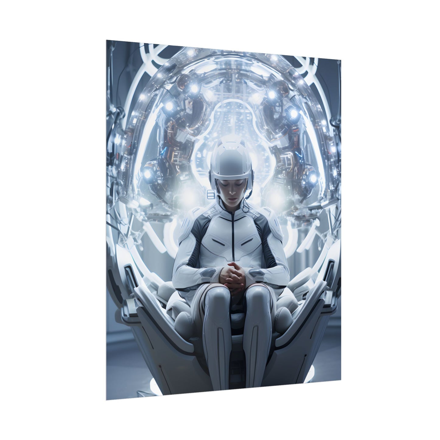 Elderly Man in a Complex Web: Medical Experiment Artwork - Poster