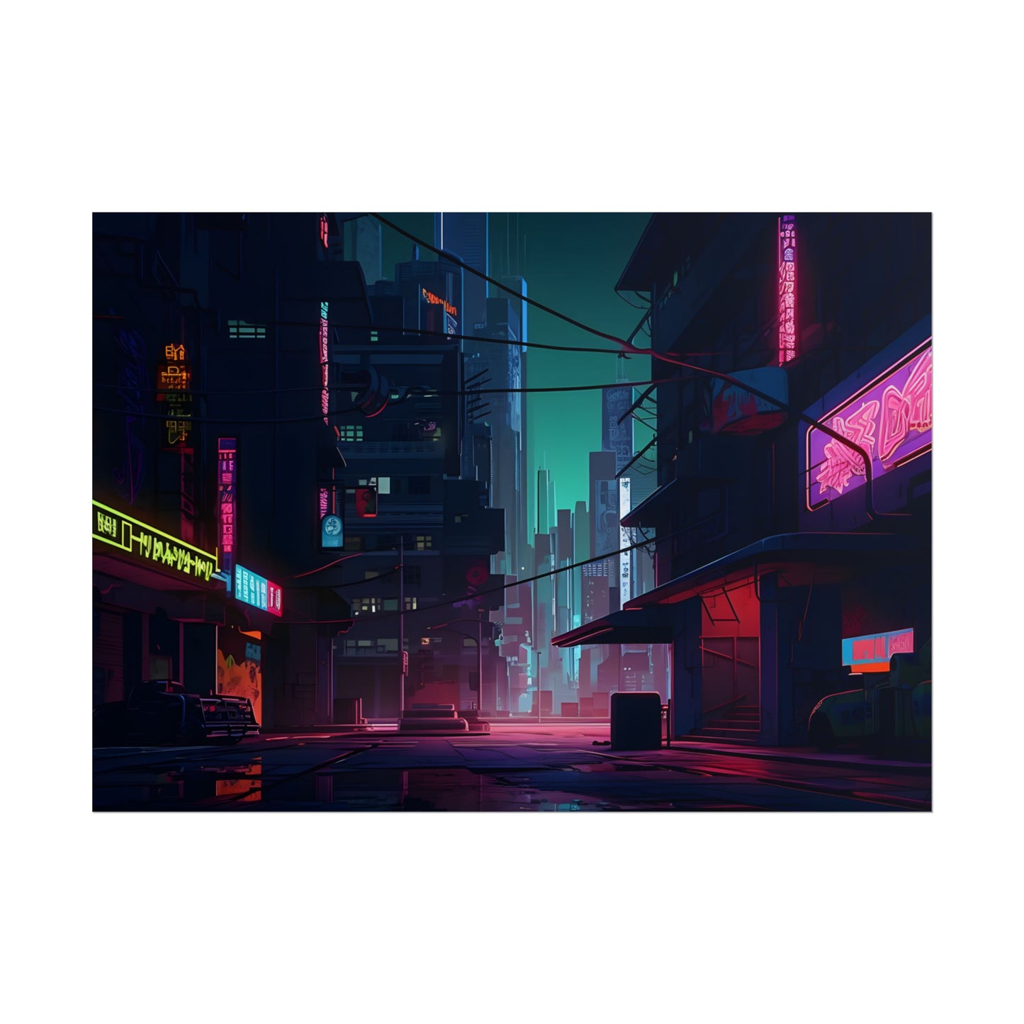 Nightfall in Neo-City: A Melancholic Cyberpunk Scene - Poster