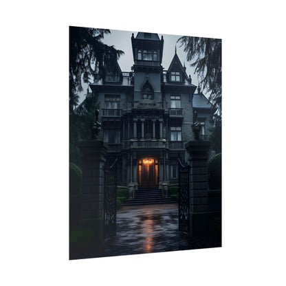Haunted Victorian Mansion: Spooky Atmosphere Artwork - Poster