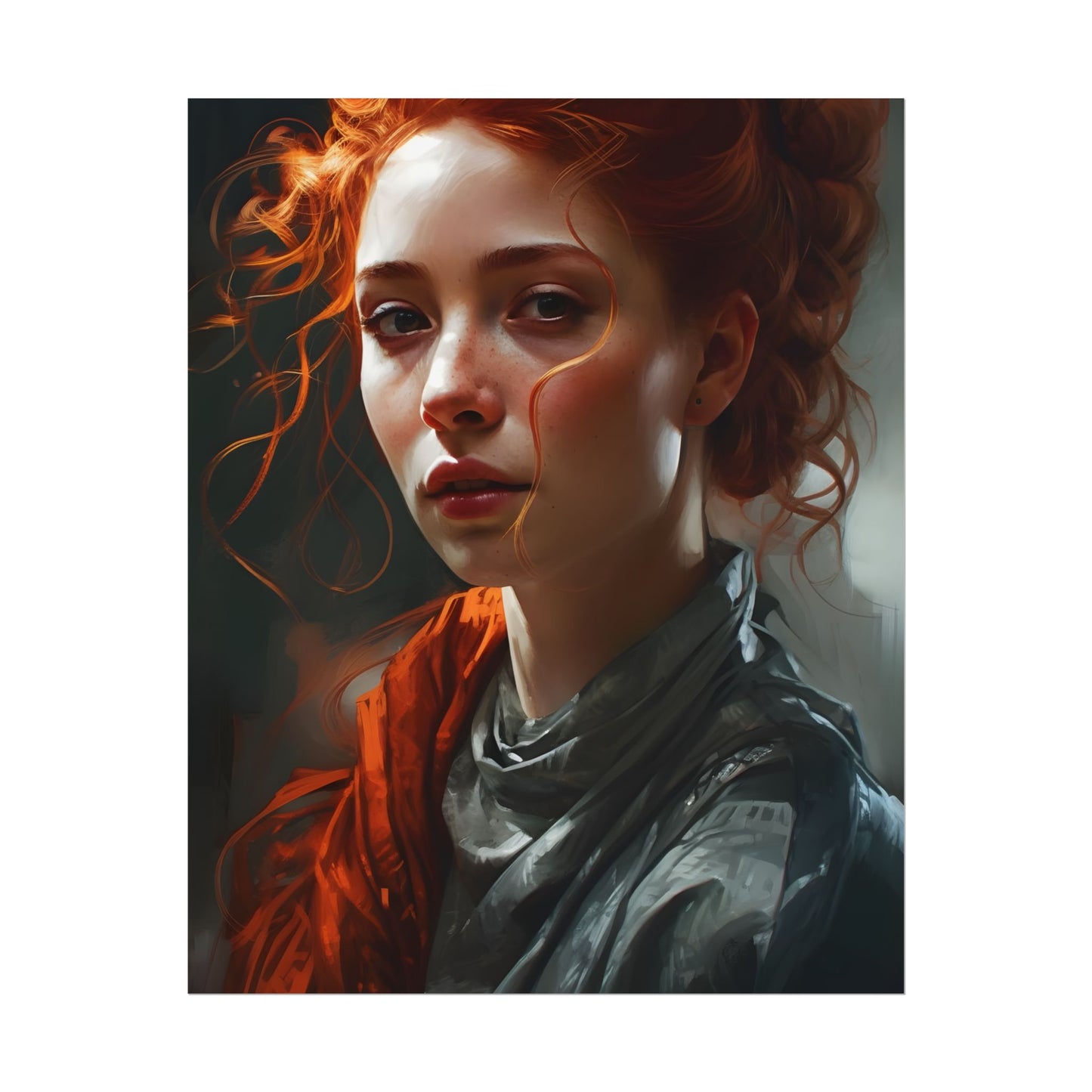 Astonishing Redhead Portrait: Neutral Expression Art - Poster