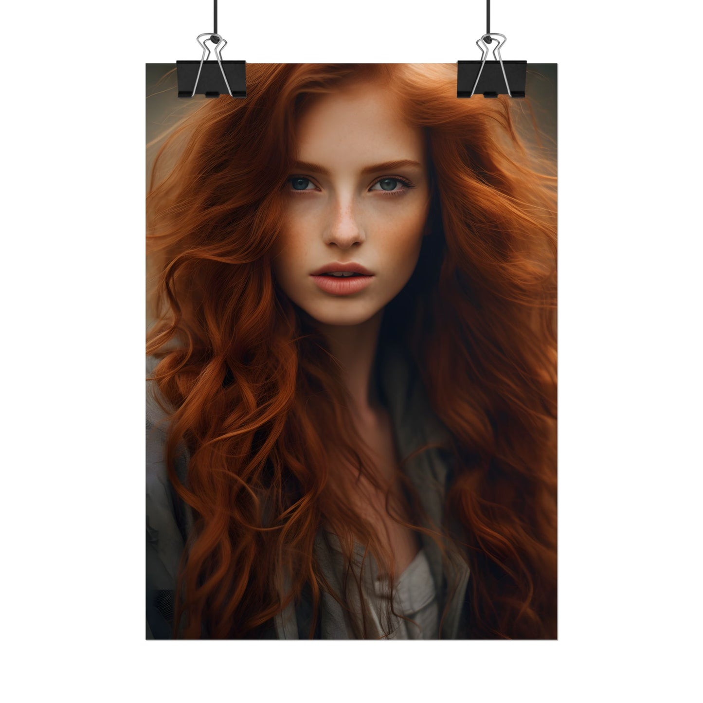Gorgeous Redhead Woman: Natural Beauty Artwork - Poster