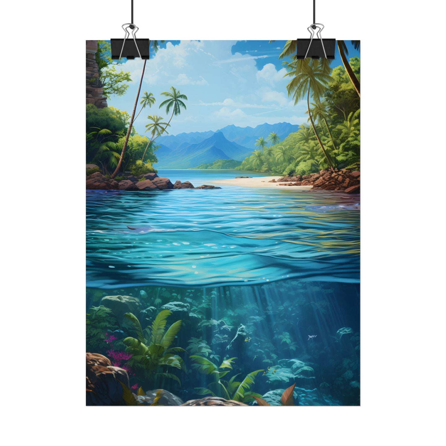 Tropical Island Oasis: Tranquil Tropical Landscape Art - Poster