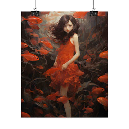 Simple Orange Still Life: Casual Wooden Table Art - Poster