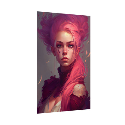 Enigmatic Portrait: Pink Hair in Darkness - Poster