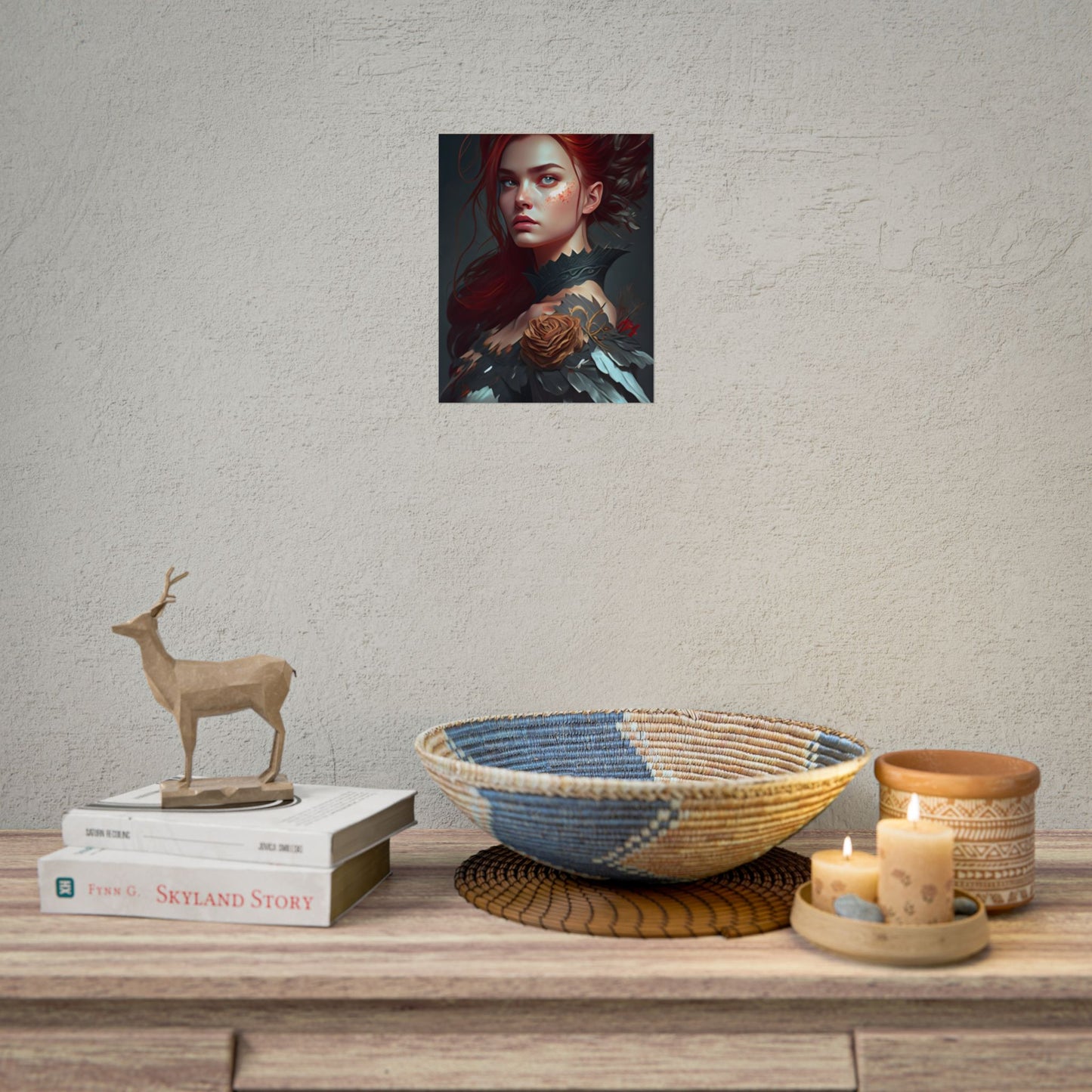 Stunning Redhead in Formal Dress: Elegant Portrait - Poster