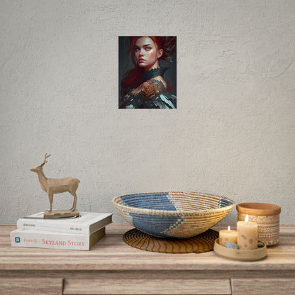 Stunning Redhead in Formal Dress: Elegant Portrait - Poster